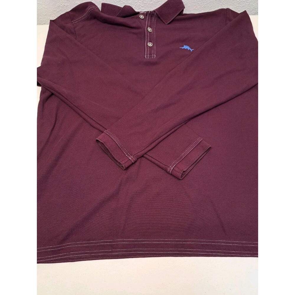 Tommy Bahama Long Sleeve Burgundy Size M Pima Cotton Polo - Picture 7 of 7